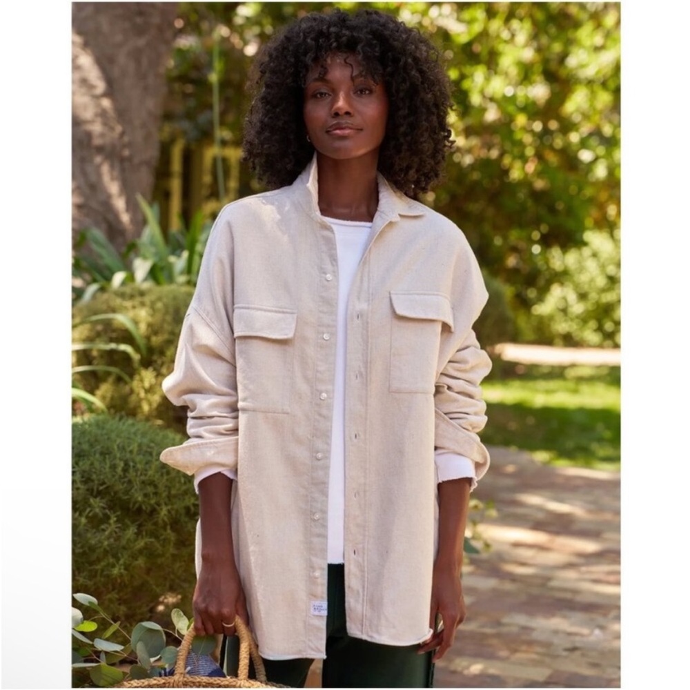 Frank & Eileen McLoghlin Oversize Utility Shirt Jacket in Natural size XS/Small